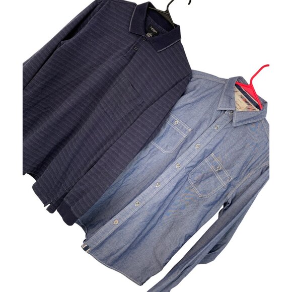 Lot Of 2 Mens Shirts Weatherproof Denim Button-Up & Van Heusen Polo M 8862 - Picture 6 of 11